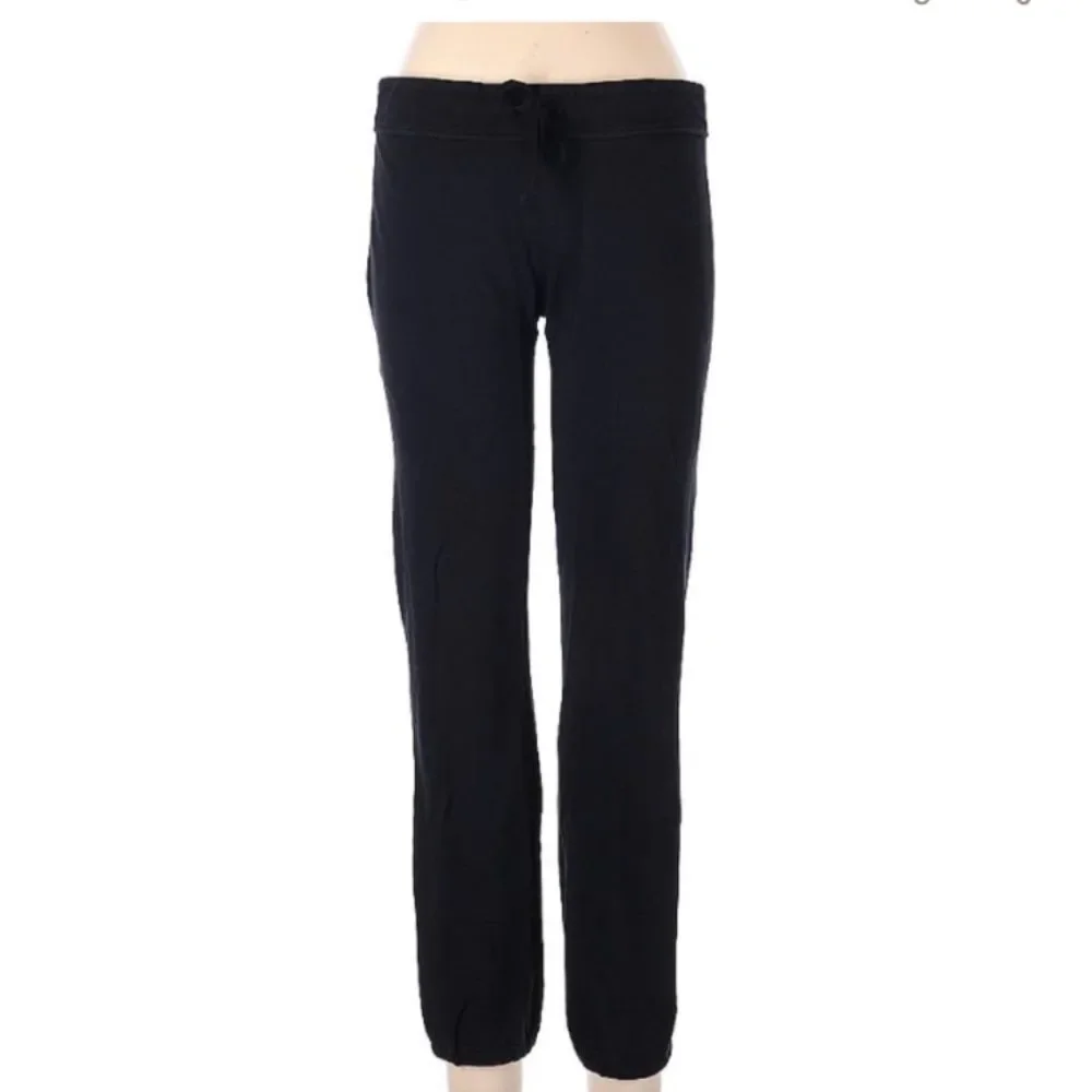 James Perse 100% Supima Cotton French Terry Black Low-Rise Back Pocket Joggers 2